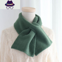 秋冬季交叉小围巾女毛毛线百搭男保暖薄纯色韩版短款针织围脖护颈 FISH BASKET