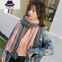 韩版百搭白色围巾女冬季学生加厚红色细毛线柔软纯色围脖可爱少女 FISH BASKET