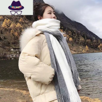 韩版女秋冬季长款毛线围巾百搭男女士学生加厚软妹情侣围脖 FISH BASKET