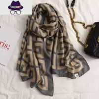 冬季保暖丝巾女两用围巾春秋款百搭旅游防晒棉麻洋气时尚格子披肩 FISH BASKET