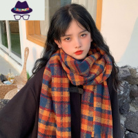 韩版加厚保暖格子围巾女冬季百搭针织披肩围脖两用秋冬复古网红风 FISH BASKET