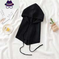 围巾女秋冬季连帽围脖两用一体脖套加厚保暖男女针织套头护耳帽子 FISH BASKET