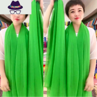 丝巾女秋冬季时尚洋气披肩中年妈妈款保暖围巾纯色超大百搭纱巾夏 FISH BASKET