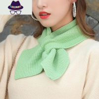 晚晚同款ins服饰针织毛线脖套交叉鱼尾围脖蝴蝶结小围巾女秋冬季 FISH BASKET