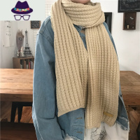 ins原宿风粗毛线针织围巾女冬季韩版百搭日系少女学生纯色围脖潮 FISH BASKET