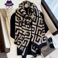 冬季保暖丝巾女两用围巾春秋款百搭潮流旅游棉麻洋气时尚格子披肩 FISH BASKET