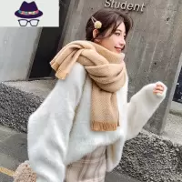 人字纹围巾女秋冬季韩版百搭学生可爱少女ins日系毛线针织围脖男 FISH BASKET