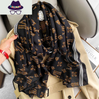 冬季保暖丝巾女两用围巾春秋款百搭旅游防晒棉麻洋气时尚格子披肩 FISH BASKET