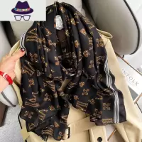 冬季保暖丝巾女两用围巾春秋款百搭旅游防晒棉麻洋气时尚格子披肩 FISH BASKET