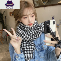 韩版秋冬季千鸟格子围巾女双面仿黑白空调大披肩保暖长款两用 FISH BASKET