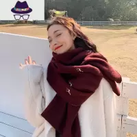冬季毛线针织围巾女秋冬韩版圣诞节麋鹿披肩加厚保暖百搭软妹围脖 FISH BASKET
