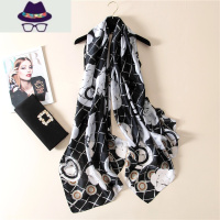 刘涛同款防晒丝巾秋冬季百搭新款纱巾2021围巾女薄款时尚长款披肩 FISH BASKET