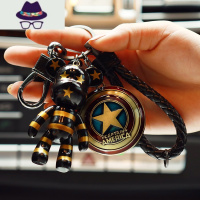 复仇者联盟汽车钥匙扣暴力熊美队钢铁侠挂件创意男女士编织钥匙链 FISH BASKET