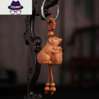 十二生肖汽车钥匙扣桃木雕挂件鼠牛虎兔龙蛇马羊猴鸡情侣包包挂饰 FISH BASKET