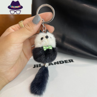 ins网红可爱小狐狸毛球女包包小挂件真毛毛绒汽车钥匙扣背包配件 FISH BASKET