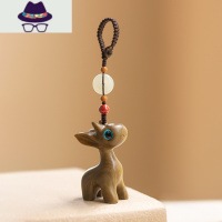 一路平安檀木小鹿汽车钥匙扣挂件可爱小清新手机吊坠男女创意挂饰 FISH BASKET