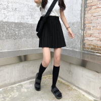 2020春秋新款学院风百褶裙短裙高腰学生显瘦半身裙女百搭a字裙 黑