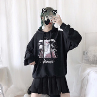 日系连帽卫衣女2020秋冬韩版ins独角兽印花慵懒风学生上衣外套女