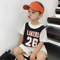 婴童装新款儿童夏装帅气男童假两件篮球服百搭宝宝衣服短袖T恤潮