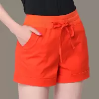 夏季薄款仿棉麻短裤女大码宽松紧腰运动短裤女裤胖MM大码女裤热裤