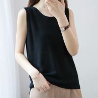 [150克优质冰丝不变形不透光] 外穿针织吊带背心女大码无袖内搭