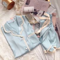 睡衣女2020夏季冰丝短袖性感韩版学生可爱甜美仿真丝绸家居服两件套装