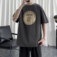 夏季潮流T恤男短袖宽松纯棉半袖潮牌体恤ins港风上衣服男装打底衫