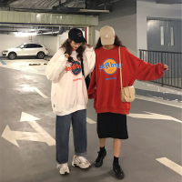 2020初秋新款宽松显瘦长袖卫衣女潮流个性印花中长款