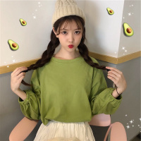 唯逸衣品2020年秋季新款短款上衣韩版超火学生打底衫小心机ins风