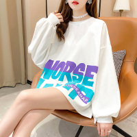 唯逸衣品2020秋冬季新品宽松大码印花薄款圆领卫衣女