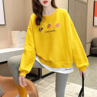 唯逸衣品2020秋季假两件刺绣薄款套头卫衣女潮流