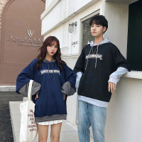 唯逸衣品2020秋季新品假两件卫衣学生撞色宽松连帽情侣装外套
