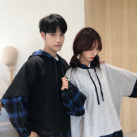 唯逸衣品2020秋季新款学生情侣装假两件拼接连帽卫衣薄T恤