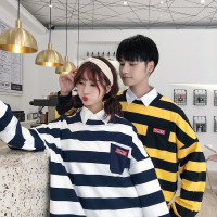 唯逸衣品2020秋季新品情侣装纯棉卫衣韩版宽松条纹长袖T恤上衣女