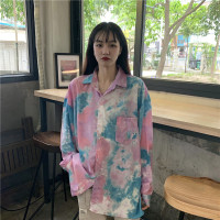 唯逸衣品2020新款扎染衬衫韩版中长款原宿bf风宽松休闲ins长袖衬衣女外穿学生
