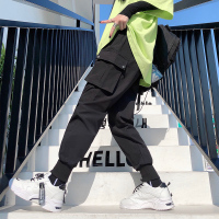 唯逸衣品2020秋季新款工装裤女显瘦高腰黑色裤子宽松bf直筒运动束脚百搭休闲裤