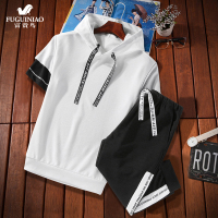 富贵鸟 男士五分裤短袖t恤夏季薄款休闲新款运动套装男