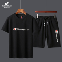 富贵鸟 男士短袖t恤夏季潮流宽松休闲运动套装跑步休闲百搭套装衣服