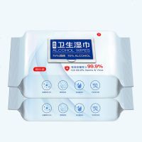 医用酒精消毒湿巾棉片75度家用免洗洗手液医疗皮肤杀菌便携式纸巾 50抽酒精湿巾*2包(共100抽)