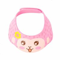 植护 宝宝洗头帽可调节带护耳洗发帽儿童浴帽婴儿洗澡帽防水帽 粉色猴子图案可调节洗头帽