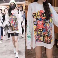 明星杨幂同款动漫印花春秋长袖中长款ins超火cec卫衣女宽松韩版潮