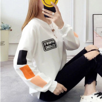 秋装新款加肥加大码女装200斤胖mm藏肉宽松圆领显瘦印花卫衣