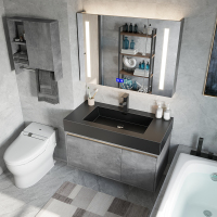 智能轻奢岩板石大理石浴室柜组合简约洗手盆洗脸盆柜卫生间洗漱台