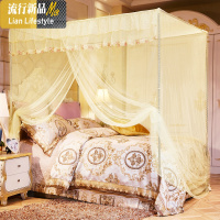 三维工匠单开蚊帐单人家用1.5米1.8m床落地一开纹帐1.2公主风加密帐纱