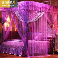 蚊帐u型可伸缩形2.0x2.2家用1.8m床1.5加密加厚2米公主风落地双层 三维工匠