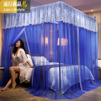 欧式宫廷带支架蚊帐1.8m床1.5免安装公主风双层2米家用凉席纹账子 三维工匠