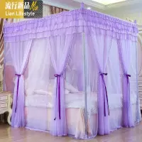 宫廷加密加厚双层蚊帐三开公主风落地1.5m1.8米2.0m床双人家用 三维工匠