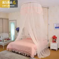 伸缩蚊帐1.2/1.8m米床家用圆顶吊顶上下床公主风免安装1.5m 三维工匠