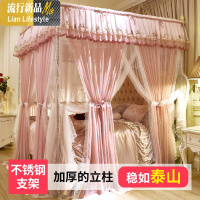 加密公主落地蚊帐双层方顶三开网红宫廷婚庆双人家用1.5/1.8m床 三维工匠