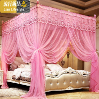 蚊帐三开公主风方顶落地宫廷支架加密加厚1.5米1.8m床双人家用 三维工匠